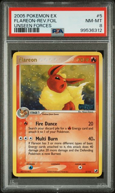 2005 POKEMON EX UNSEEN FORCES #5 FLAREON-REV.FOIL UNSEEN FORCES