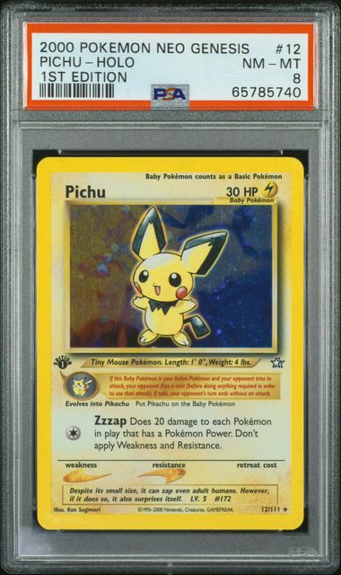 PSA 8 1ST Edition Pichu-Holo Neo Genesis